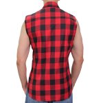 Hot Leathers FLM5001 Men’s Black and Red Sleeveless Cotton Flannel Shirt - Image 2
