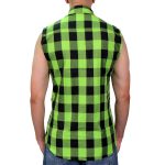 Hot Leathers FLM5002 Men’s Black and Green Sleeveless Cotton Flannel Shirt - Image 2