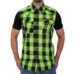 Hot Leathers FLM5002 Men’s Black and Green Sleeveless Cotton Flannel Shirt - Image 6