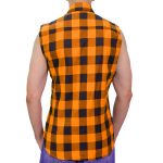 Hot Leathers FLM5003 Men’s Black and Orange Sleeveless Cotton Flannel Shirt - Image 2