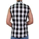 Hot Leathers FLM5004 Men’s Black and White Sleeveless Cotton Flannel Shirt - Image 2