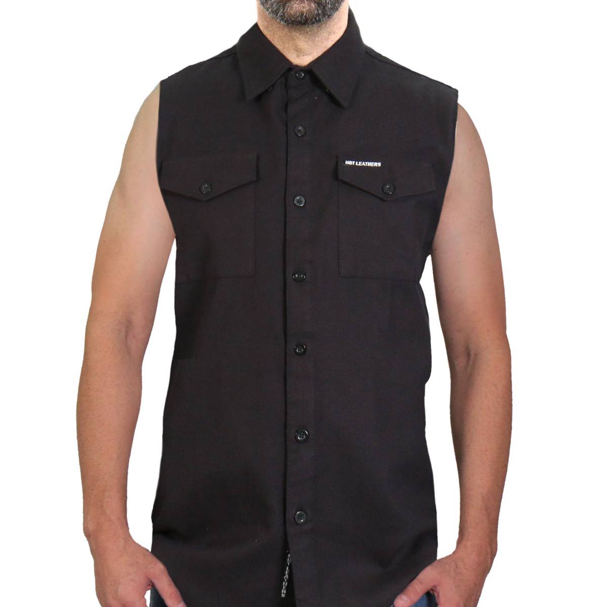 Hot Leathers FLM5013 Men’s Black Sleeveless Motorcycle Riders Shirt