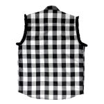 Hot Leathers FLM5202 Men’s Black and White Sleeveless Flannel Fringe Shirt - Image 6