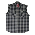 Hot Leathers FLM5203 Men’s Sleeveless Fringe Grey and Black Flannel Shirt - Image 6