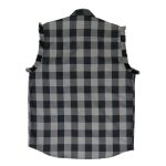 Hot Leathers FLM5203 Men’s Sleeveless Fringe Grey and Black Flannel Shirt - Image 7
