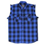 Hot Leathers FLM5208 Men’s Sleeveless Fringe Blue and Black Flannel Shirt - Image 6