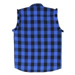 Hot Leathers FLM5208 Men’s Sleeveless Fringe Blue and Black Flannel Shirt - Image 7