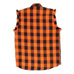 Hot Leathers FLM5210 Men’s Sleeveless Fringe Orange and Black Flannel Shirt - Image 7