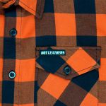 Hot Leathers FLM5210 Men’s Sleeveless Fringe Orange and Black Flannel Shirt - Image 4