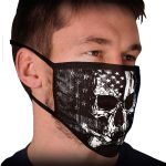Milwaukee Leather FMD1010 Men’s ‘Skull with Flag’ 100 % Cotton Protective Face Mask with Optional Filter Pocket