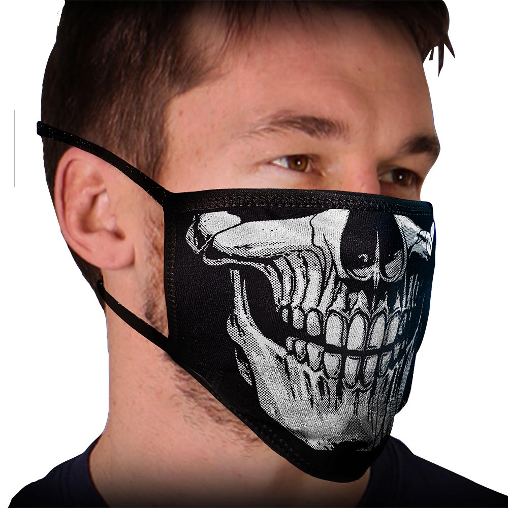 Milwaukee Leather FMD1013 Men’s ‘Skull Face’ 100 % Cotton Protective Face Mask with Optional Filter Pocket
