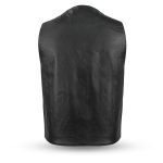 First Manufacturing FMM611BSF Men’s ‘The Gun Runner’ Black Western Style Leather Vest with Conceal Cary Pockets - Image 2