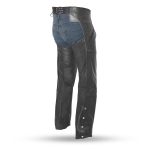 First Manufacturing FMM830BM Unisex Nomad Black Leather Motorcycle Chaps - Image 2