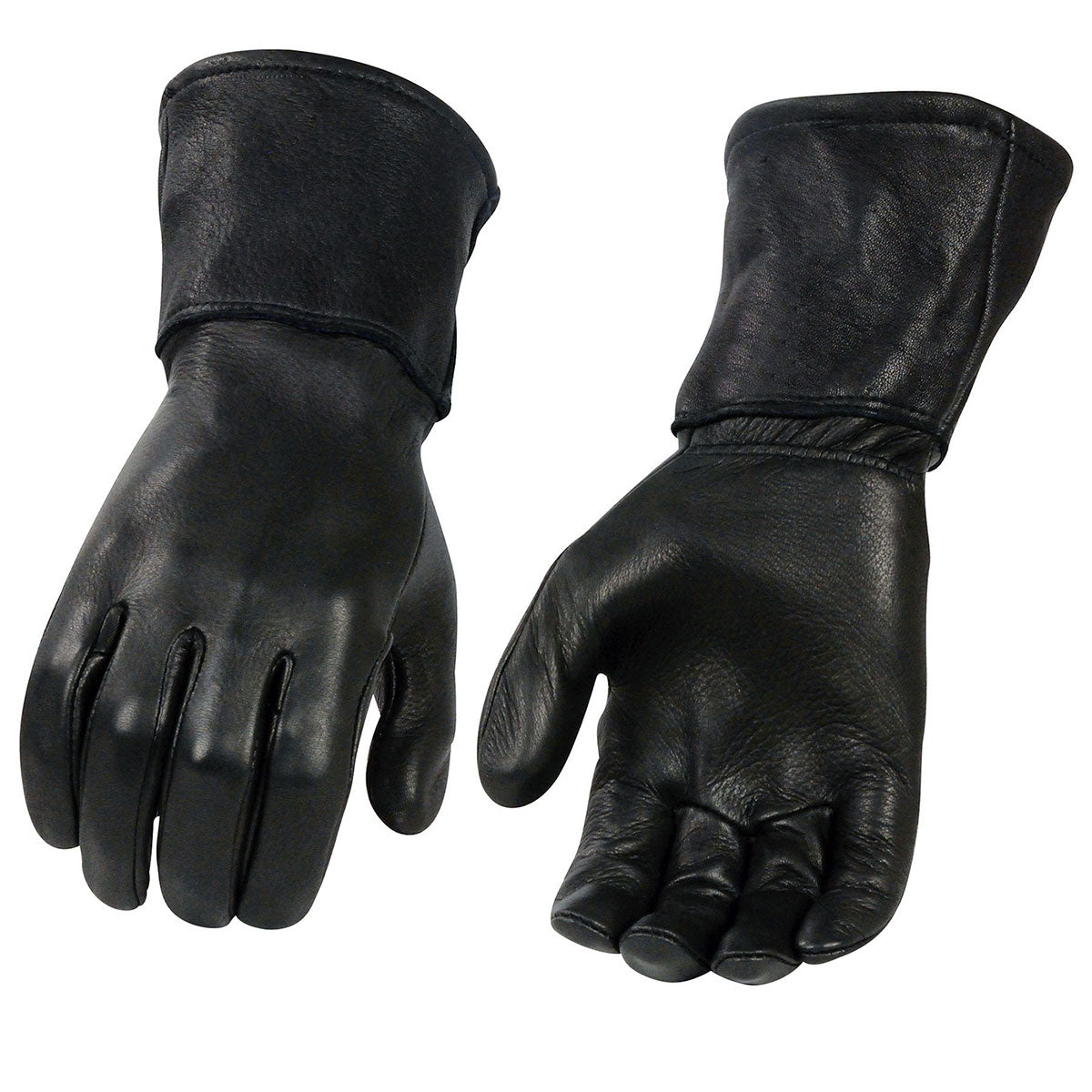 Milwaukee Leather Men’s Gauntlet Motorcycle Hand Gloves- Black Deerskin Long Cuff Thermal Lined Leather Palm – G317