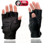 Milwaukee Leather MG7585 Men’s Black Leather Gel Padded Palm Fingerless Motorcycle Hand Gloves w/ Full Panel Cover - Image 2