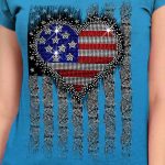 Hot Leathers GLC1560 Ladies Sapphire Short Sleeve Heart Bling T-Shirt - Image 2