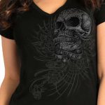 Hot Leathers GLC1565 Ladies Black Sweet Demise V-Neck Shirt - Image 2