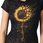 Hot Leathers Ladies Burnout Sunflower T-Shirt GLC1587 - Image 2