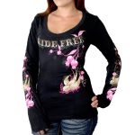 Milwaukee Leather MPMH117000 Women’s Cherries Scoop Neck Black Long Sleeve T-Shirt - Image 4