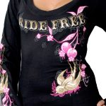 Milwaukee Leather MPMH117000 Women’s Cherries Scoop Neck Black Long Sleeve T-Shirt - Image 11