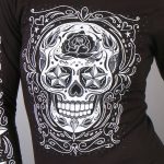 Hot Leathers GLC3183 Sugar Skull Black Long Sleeve Ladies Shirt - Image 2
