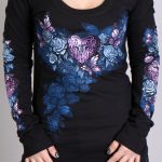 Hot Leathers GLC3394 Heart Lock Scoop Neck Black Long Sleeve Ladies Shirt - Image 2