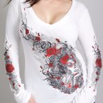 Hot Leathers GLC3412 Sugar Woman V-Neck Long White Sleeve Shirt - Image 3