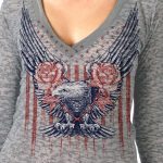 Hot Leathers Ladies Long Sleeve Burnout Up-Wing Eagle Shirt GLC3539 - Image 2