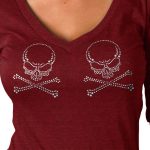 Hot Leathers Ladies Long Sleeve Studded Cross Bones Shirt GLC3542 - Image 2