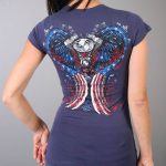 Hot Leathers GLD1297 ‘Live,Love, Ride’ Ladies Angel Wings Navy Blue  T-Shirt - Image 4