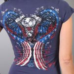Hot Leathers GLD1297 ‘Live,Love, Ride’ Ladies Angel Wings Navy Blue  T-Shirt - Image 5