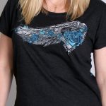 Hot Leathers GLD1345 ‘Angel Roses’ Dolman Relax Fit Full Cut Ladies Vintage Black Tee - Image 5