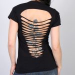 Hot Leathers GLD1366 ‘Slit Back Asphalt Angel’ Ladies Black T-Shirt - Image 4