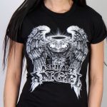 Hot Leathers GLD1366 ‘Slit Back Asphalt Angel’ Ladies Black T-Shirt - Image 5