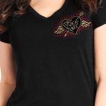 Hot Leathers GLD1550 Ladies Black Rose Wings V-Neck T-Shirt - Image 3