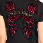 Hot Leathers GLD1550 Ladies Black Rose Wings V-Neck T-Shirt - Image 4