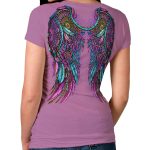 Hot Leathers Ladies Dream Wings Wild and Free Purple T-Shirt GLD1588 - Image 2