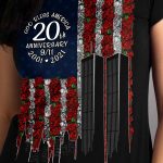 Hot Leathers GLR1350 Ladies Black ‘9-11 Roses and Flag’ T-Shirt - Image 2