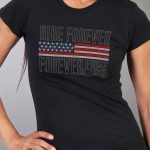 Hot Leathers GLR1428 Flag Bling Full Cut Short Sleeve Ladies Black T-Shirt - Image 2