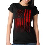 Hot Leathers GLR1498 ‘Flag and Bullets’ Full Cut Ladies Black T-Shirt