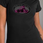 Hot Leathers GLR1499 ‘Work Sucks-Lets Ride Oval’ Ladies Black T-Shirt - Image 2