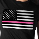 Hot Leathers GLR1515 Ladies Full Cut Thin Pink Line American Flag Black T-Shirt - Image 2