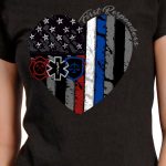 Hot Leathers GLR1517 Heart First Responders Ladies Black T-Shirt - Image 2