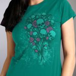 Hot Leathers GLR1527 Ladies Skull Bouquet Full Cut Carolina Blue T-Shirt - Image 2