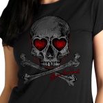 Hot Leathers GLR1555 Ladies Black Heart Eyes Skull T-Shirt - Image 2