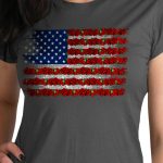 Hot Leathers GLR1567 Women’s Charcoal Short Sleeve Flag Rose T-Shirt - Image 2