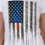 Hot Leathers GLR1569 Ladies White Short Sleeve Heartbeat Flag T-Shirt - Image 2