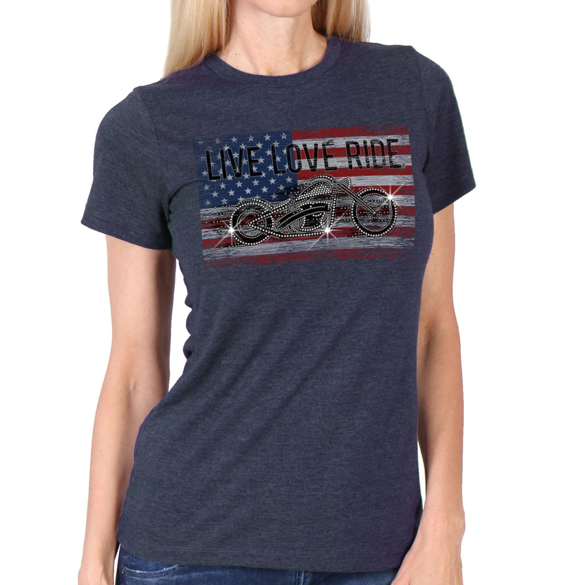 Hot Leathers GLR1573 Women’s Black Short Sleeve Bling Bike T-Shirt