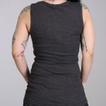Hot Leathers GLR2388 ‘Butterfly Sugar Skull’ Full Length Boy Beater Heather Charcoal Tank Top Shirt - Image 2
