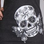 Hot Leathers GLR2388 ‘Butterfly Sugar Skull’ Full Length Boy Beater Heather Charcoal Tank Top Shirt - Image 3